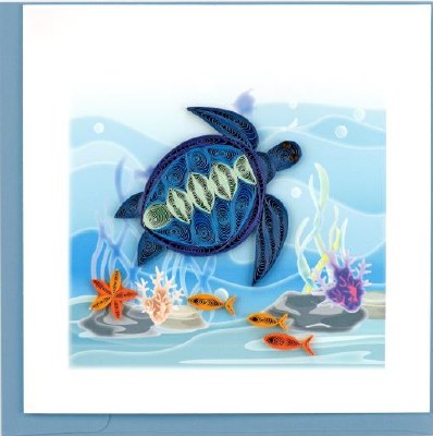 6x6" Quilling Sea Turtle Greeting Card