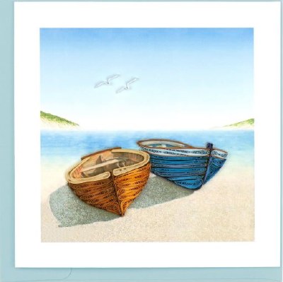 6x6" Quilling Boats on Shore Greeting Card