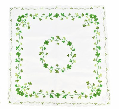 36" Square Green Shamrocks Cutout Corners Table Topper