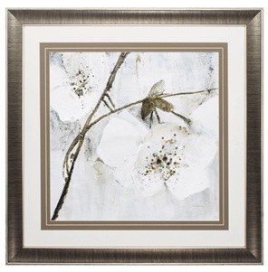 30" Square Hanging White Flower Blooms Framed Print Under Glass