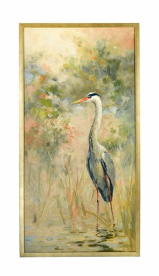 50" x 26" Blue Heron Left Eye On Gel Textured Canvas in Frame