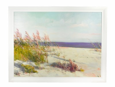 36" x 48" Pink Sea Oats On The Beach Framed on Canvas