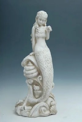 31" Distressed White Mermaid Standing Statue