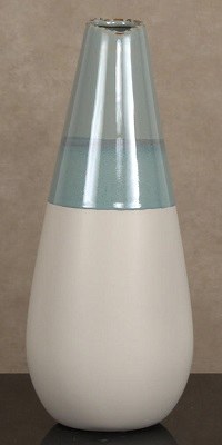 14" Jade and Cream Ceramic Teardrop Vase