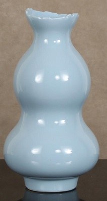 12" Light Blue Ceramic Curve Vase