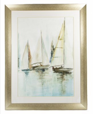 Blue Sailboat 3 Framed Under Glass