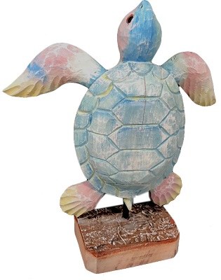 12" Multicolor Wood Turtle on Stand