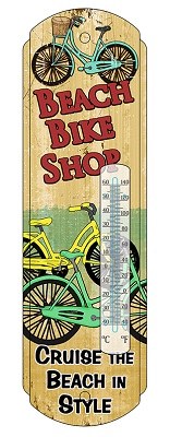 18" Metal Beach Bike Shop Thermometer