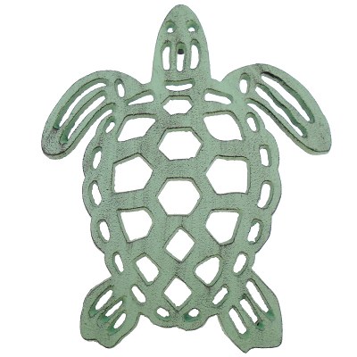 7" Green Metal Turtle Trivet