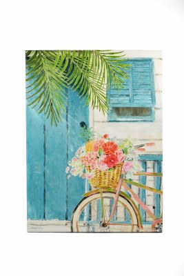 40" x 30" Bike and Turquoise Door Canvas