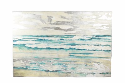40" x 60" Silver and Blue Small Wave Beach Canvas