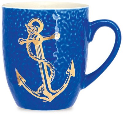 15 Oz Navy and Gold Anchor Mug