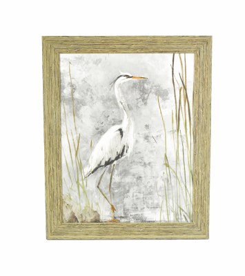 30.5" x 24.5" White Heron Grey 1 Gel Framed