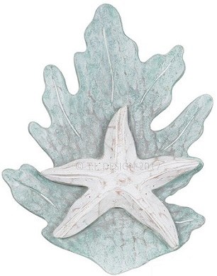 11" Seafoam and Gray Wood Starfish on Reef Plaque