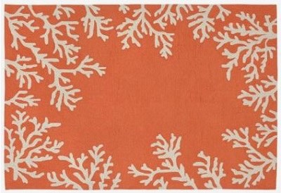 3 ft. 5 in. x. 5 ft. 5 in. Coral Coral Border Rug