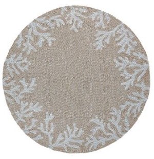 5 ft. Round Neutral Coral Border Rug