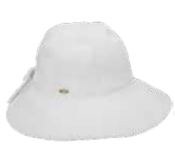12" White Cotton Face Saver Brim Hat With Bow