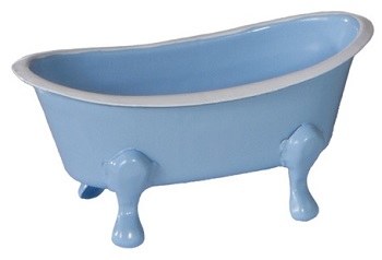6" Blue Enamel Bath Tub Soap Dish