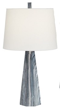 27" Blue Faux Marble Table Lamp