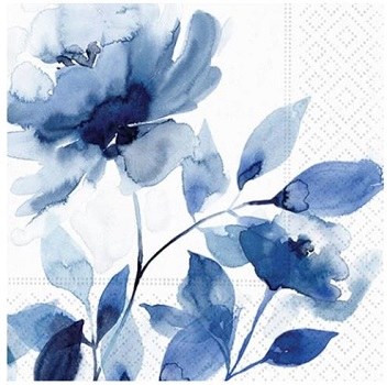 5" Square Blue Indigo Garden Paper Beverage Napkins