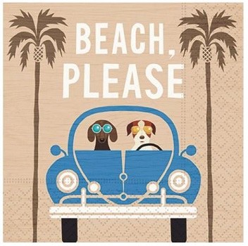5" Beach Please Dogs Paper Beverage Napkins