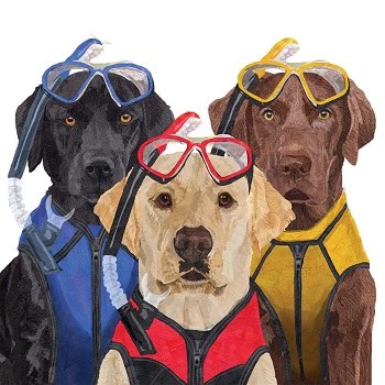 5" Square Scuba Dogs Paper Beverage Napkins