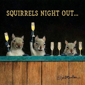 5" Square Squirrels Night Out Paper Beverage  Napkins