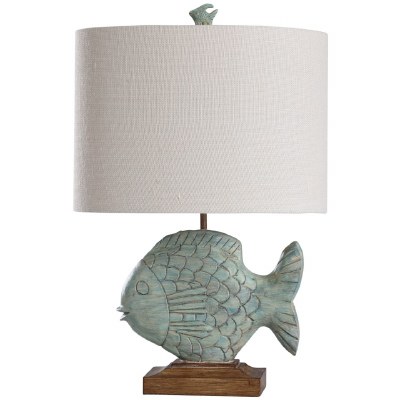 27" Blue & Brown Fish Lamp