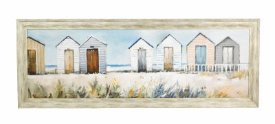 17.5" x 48" House Pastel Panorama Gel Textured Coastal Print
