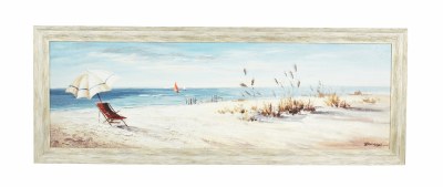 17.5" x 48" Umbrella Pastel Panorama Gel Textured Coastal Print