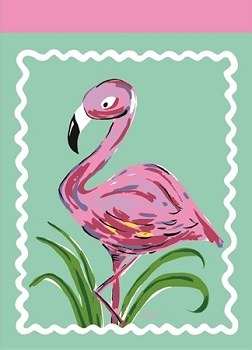 18" x 13" Mini Flamingo on Green Garden Flag
