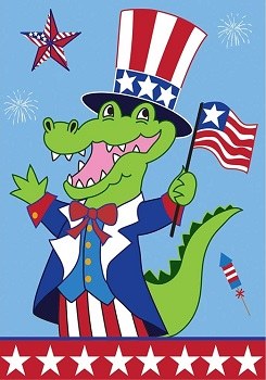 18" x 13" Mini Uncle Sam Alligator Garden Flag