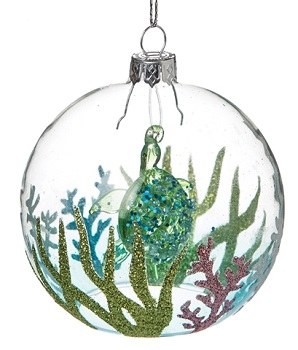 3" Blue and Green Glass Sea Turtle Ornament