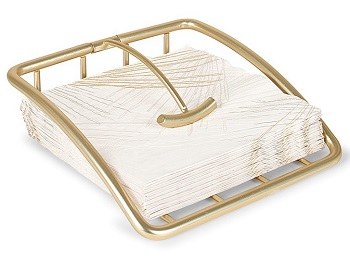 8" Square Gold Lunch Napkin Holder