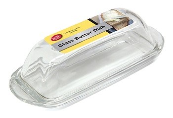 7" Clear Glass Covered Butter Dish