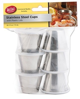Set of 2.5 oz Stainless Steel Dip Cups With Lids