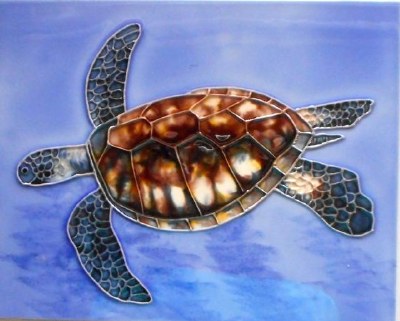 10" x 8" Sea Turtle Ceramic Tile