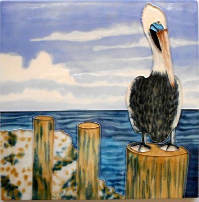8" Square Pelican By the Bay Ceramic Tile