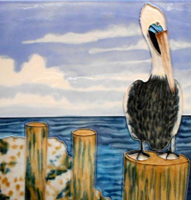 6" Square Pelican By the Bay Ceramic Tile