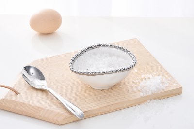 4" White and Silver Beaded Oblong Ceramic Bowl by Pampa Bay