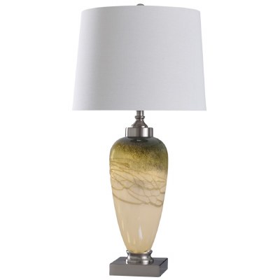 35" White Glass Table Lamp