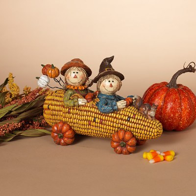 10" Two Scarecrows In Corn Car Fall and Thanksgiving Decoration