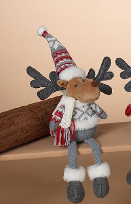 15" Gray Hat Moose Shelf Sitter