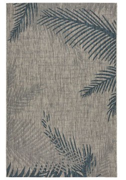 5' x 7' Gray and Blue Fronds Rug