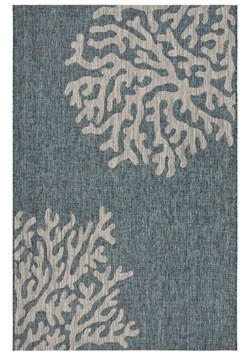 5' x 7' Blue and Gray Coral Rug