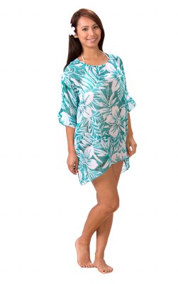 Large/Extra Large Teal Tropical String Cover Up