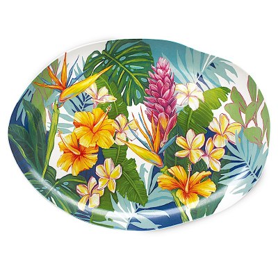 15" Tropical Garden Ceramic Platter
