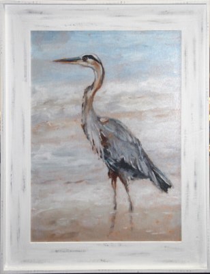 51" x 41" Gray Heron Beach 1 Gel Framed