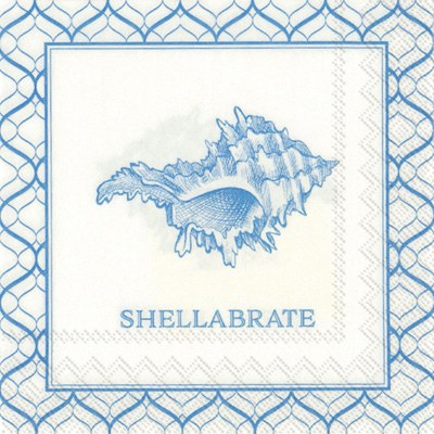 5" Square Blue Shellabrate Murex Beverage Napkins