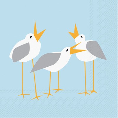 5" Square Seagulls on Light Blue Beverage Napkins